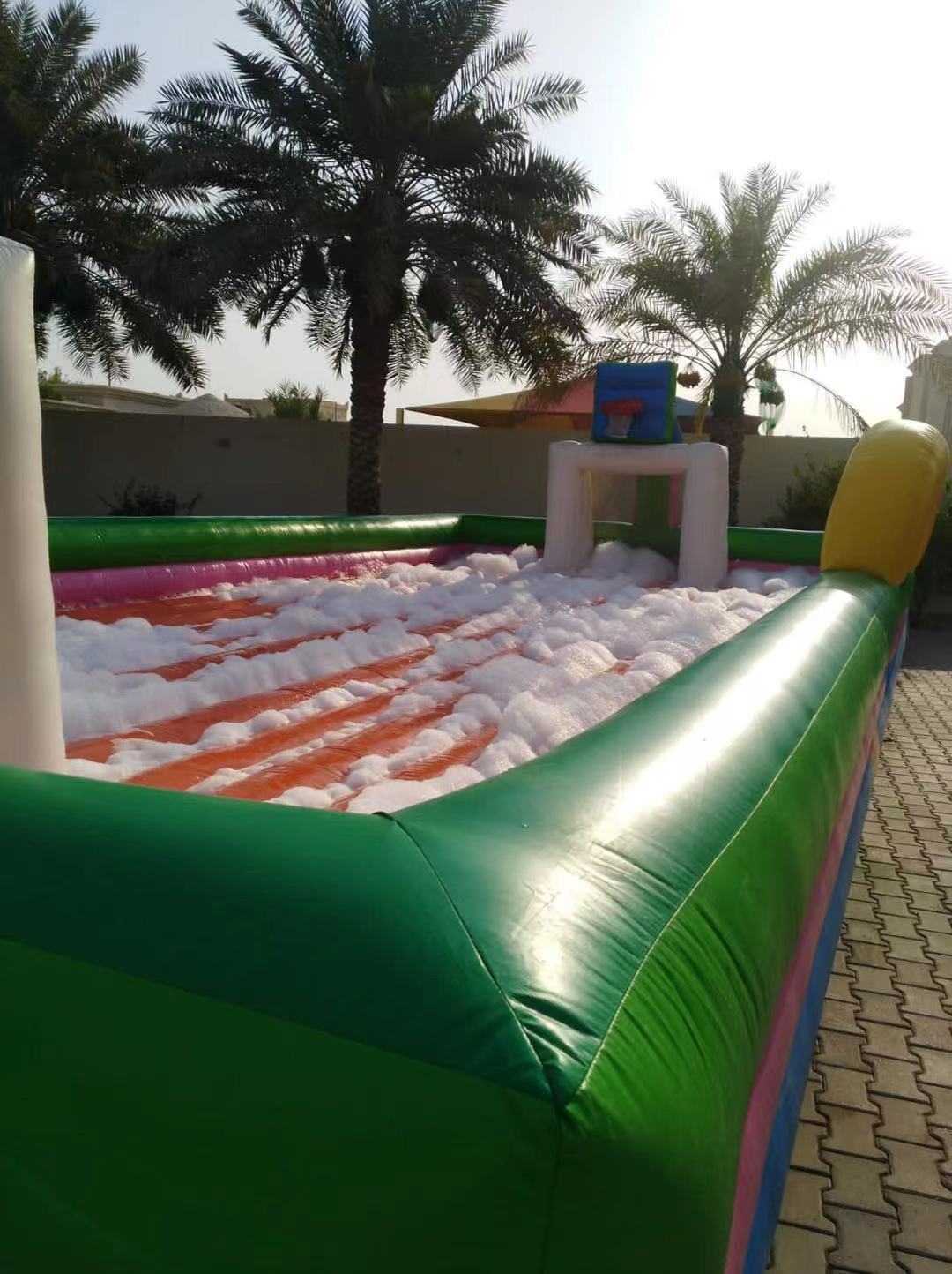inflatable soap field with basketball
