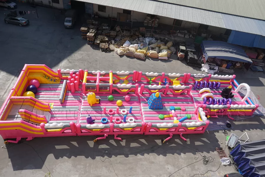 customized pink inflatable kids playground