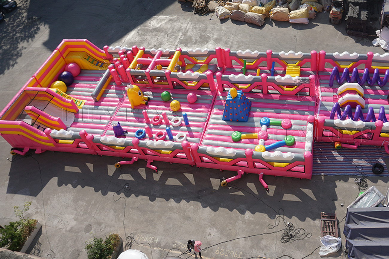 customized pink inflatable kids playground