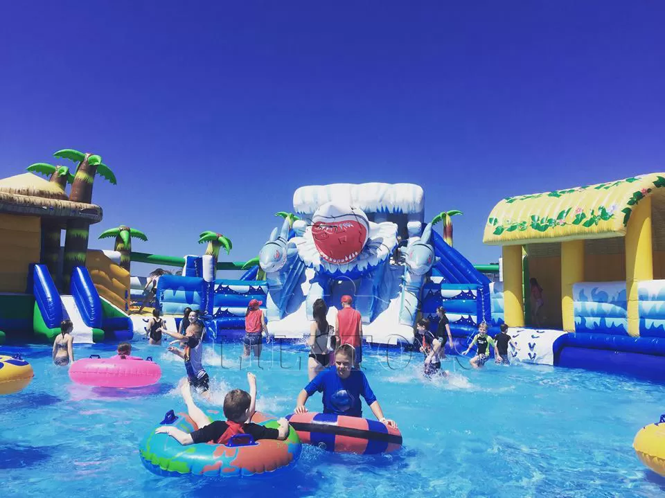 inflatable snow ice theme inflatable water park with pool for sale