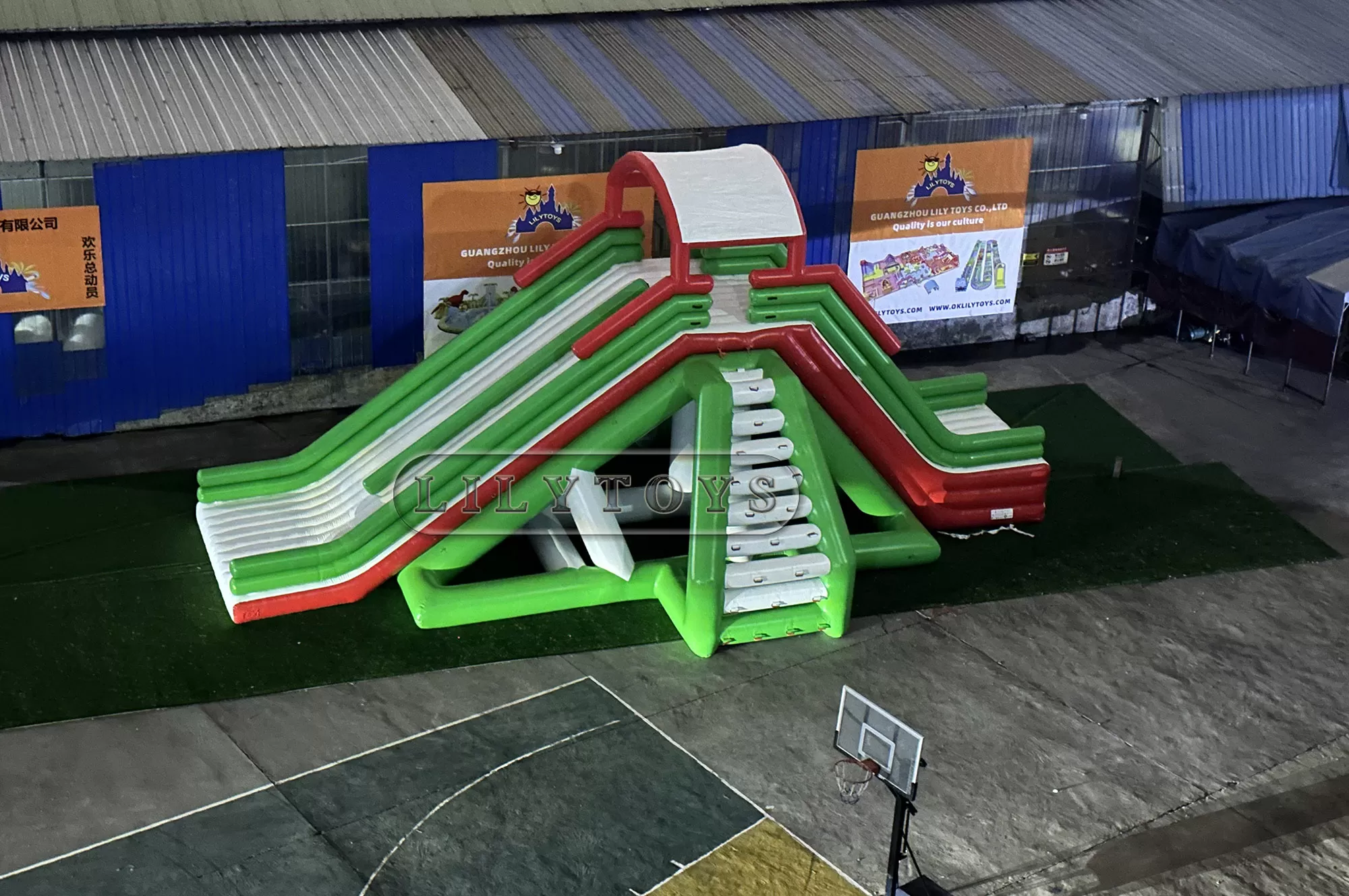 Giant inflatable water slide for lake and sea