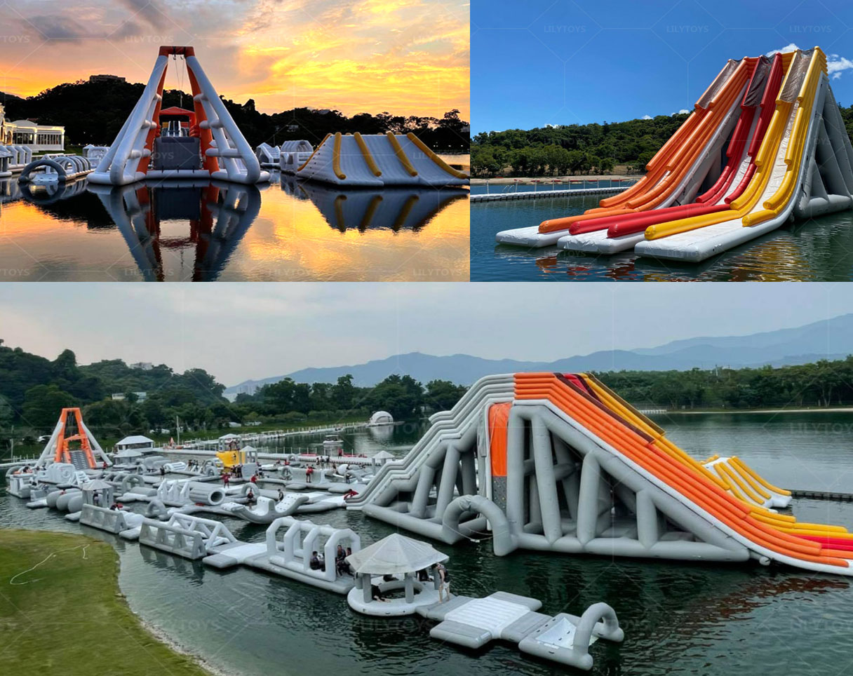 gaint inflatable water slide water park for lake