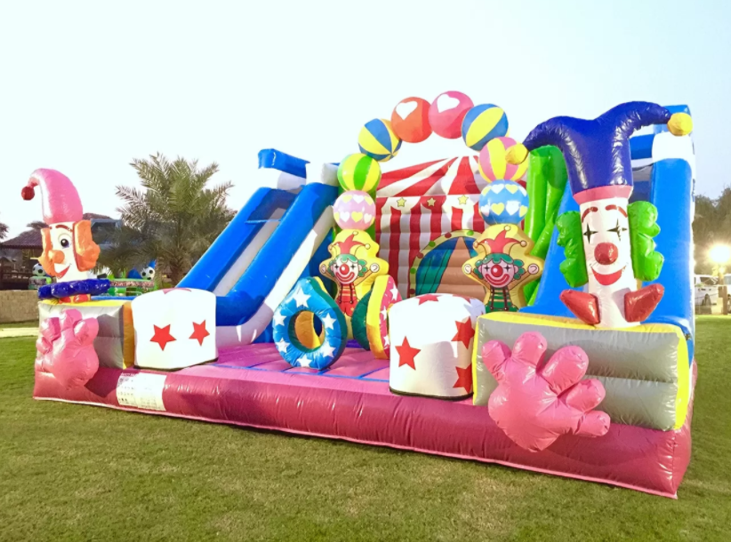 bounce house castle with slide and pool