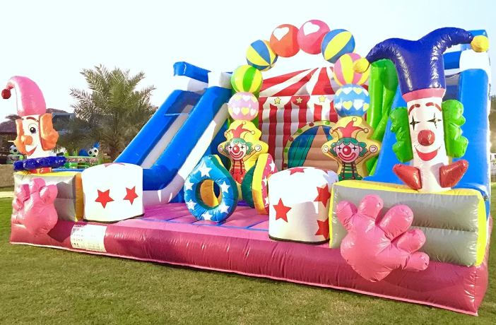 bounce house castle with slide and pool