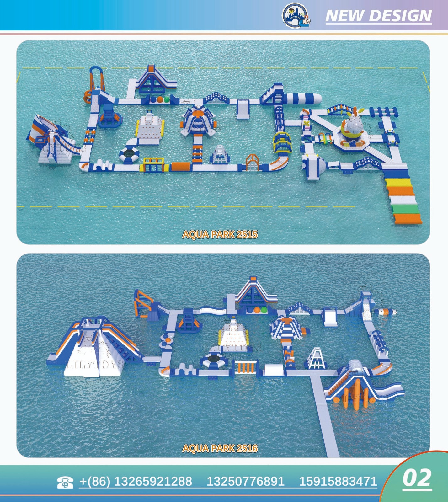 big inflatable water obstacle course with big towers and slide