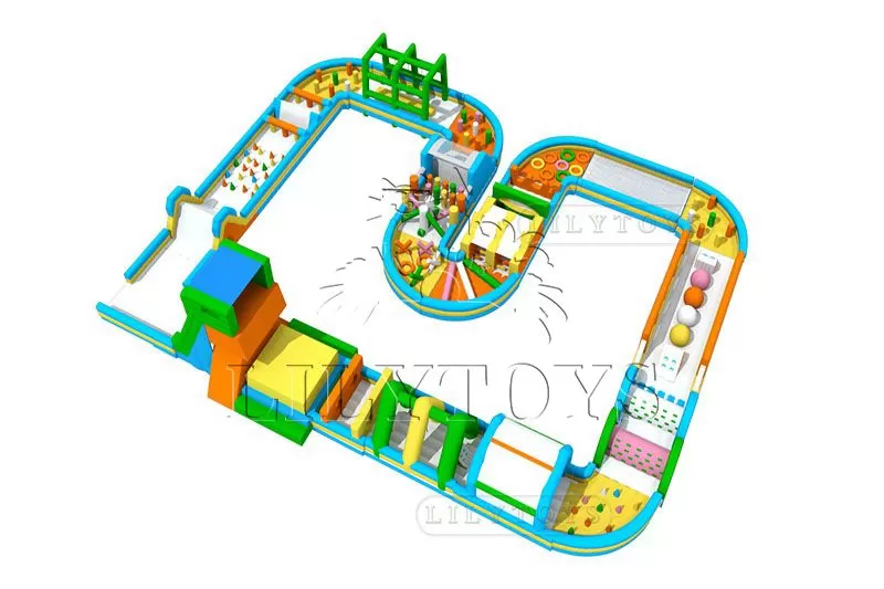 Inflatable obstacle course sport games with pool for outdoor