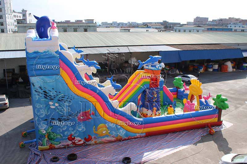 Lilytoys inflatable kids playground equipment slide infaltable children's outdoor trampoline sea wolrd theme amusement park