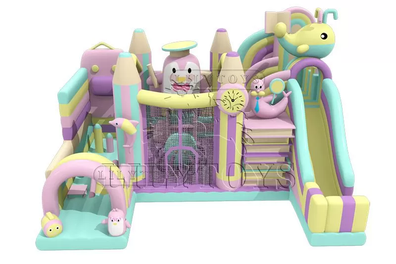 Newest attractive carnival park inflatable trampoline kids playground jumping slide for commerce