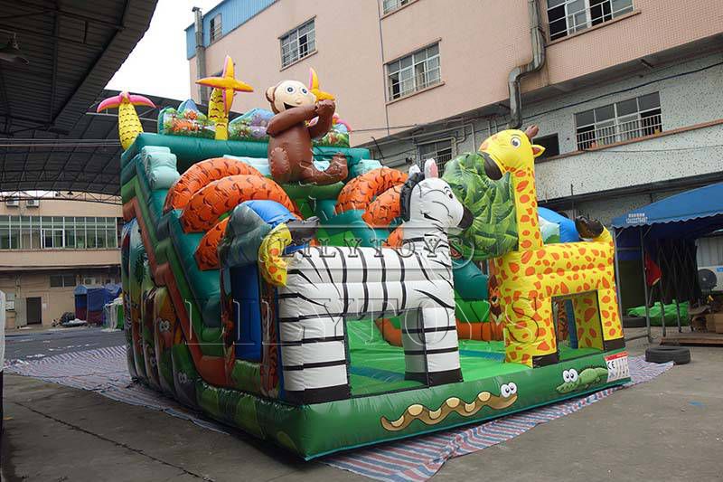 Customized animal theme inflatable dry slide party slide for kids