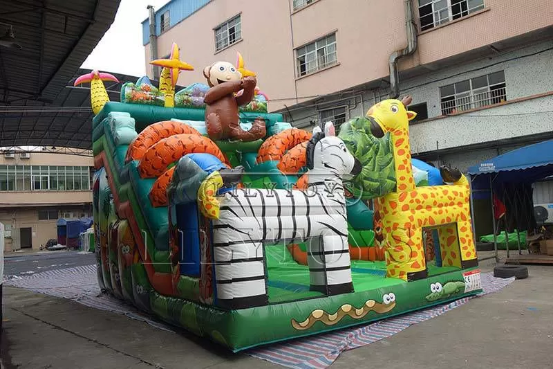 Customized animal theme inflatable dry slide party slide for kids