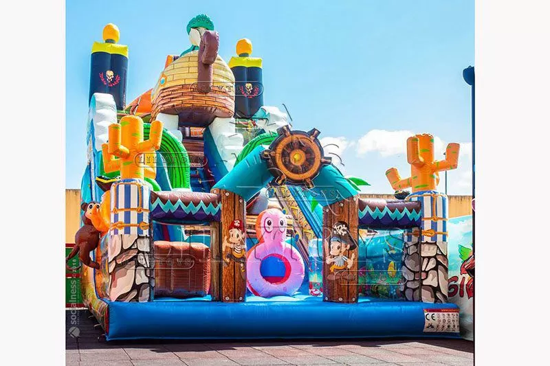 Lilytoys hot selling Customized pirate theme inflatable dry slide party slide for kids