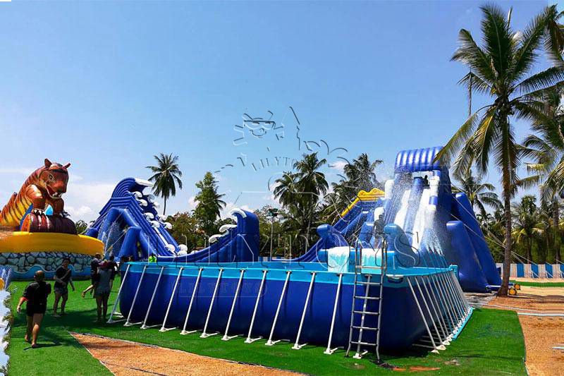 Crazy Inflatable water park water play equipment giant fly  Water Slide For Frame Swimming Pool
