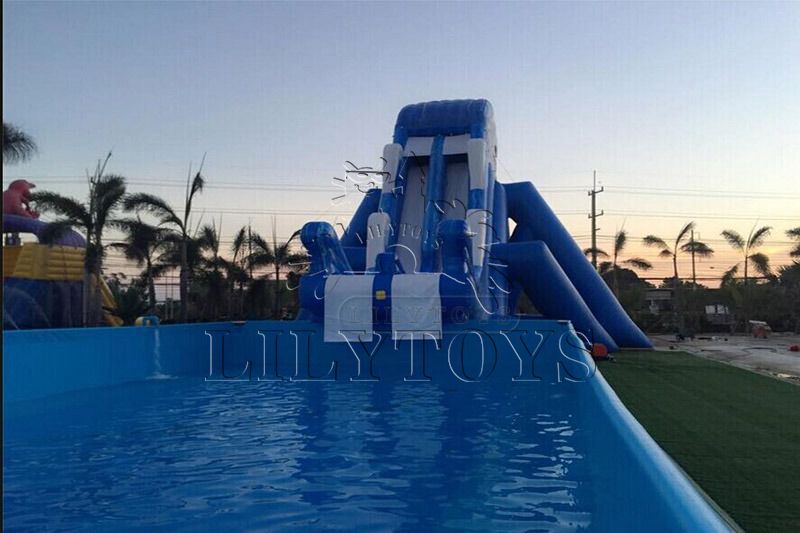 Crazy Inflatable water park water play equipment giant fly  Water Slide For Frame Swimming Pool