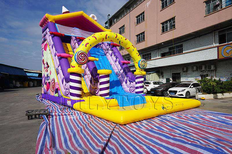 Lilytoys CE SGS inflatable water slide with pool for kids candy amusement park new design water park playground