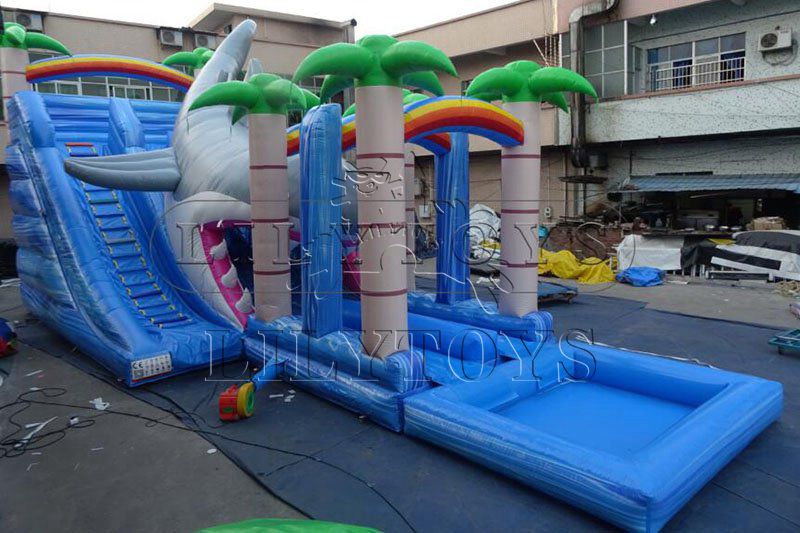 commercial inflatable big water slide with pool for sale
