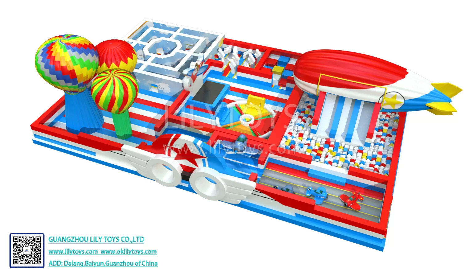 plane and sky inflatable park for indoor and outdoor