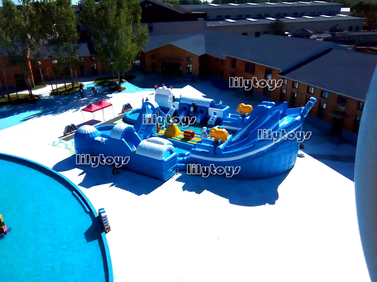 ice inflatable water park with pool