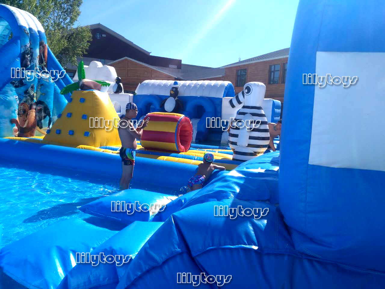 ice inflatable water park with pool