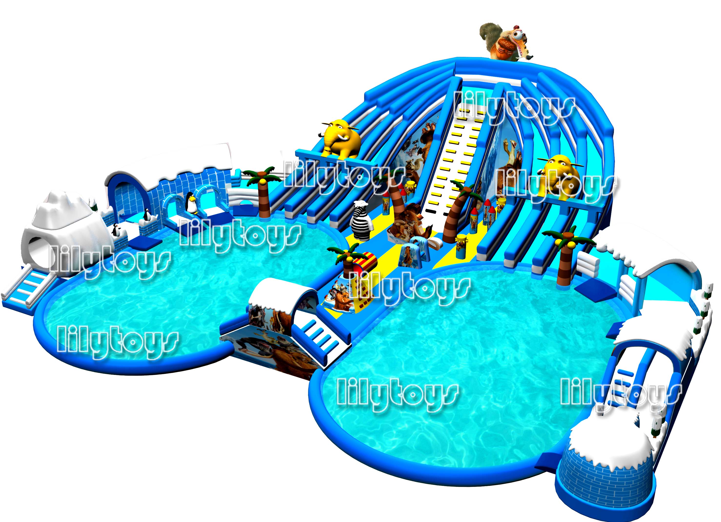 ice inflatable water park with pool