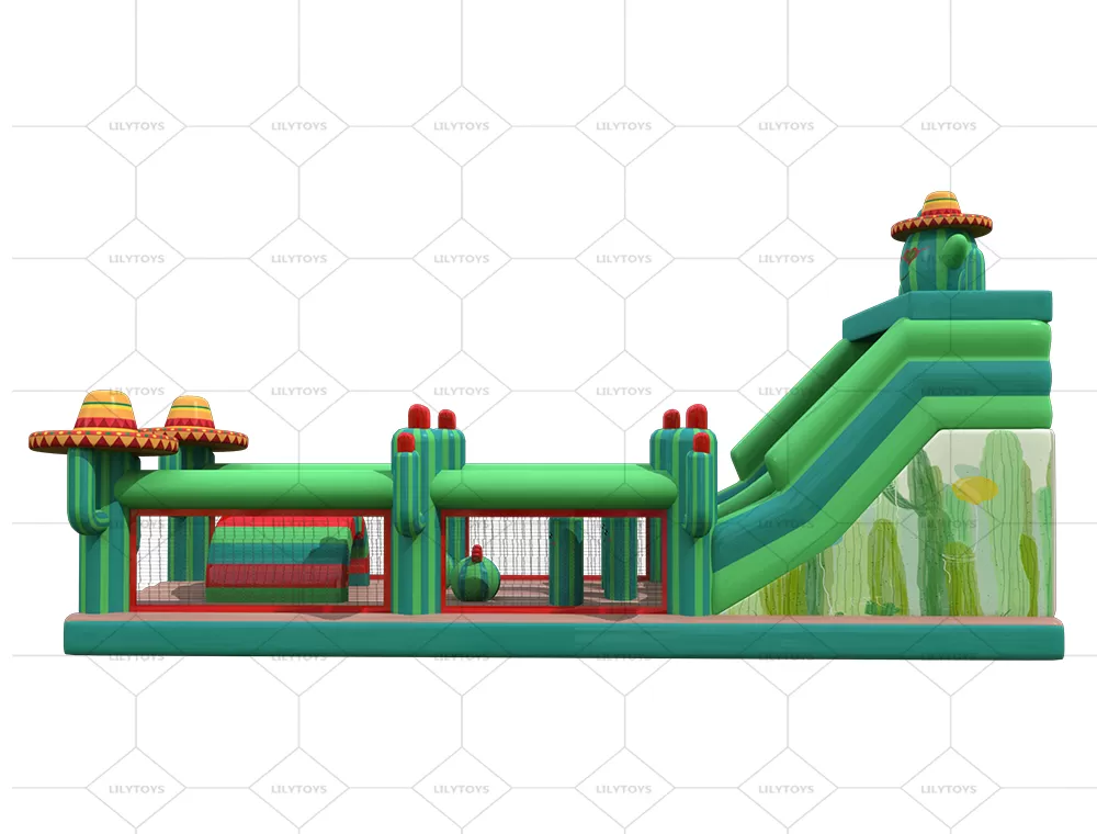 cactus inflatable obstacle course with slide