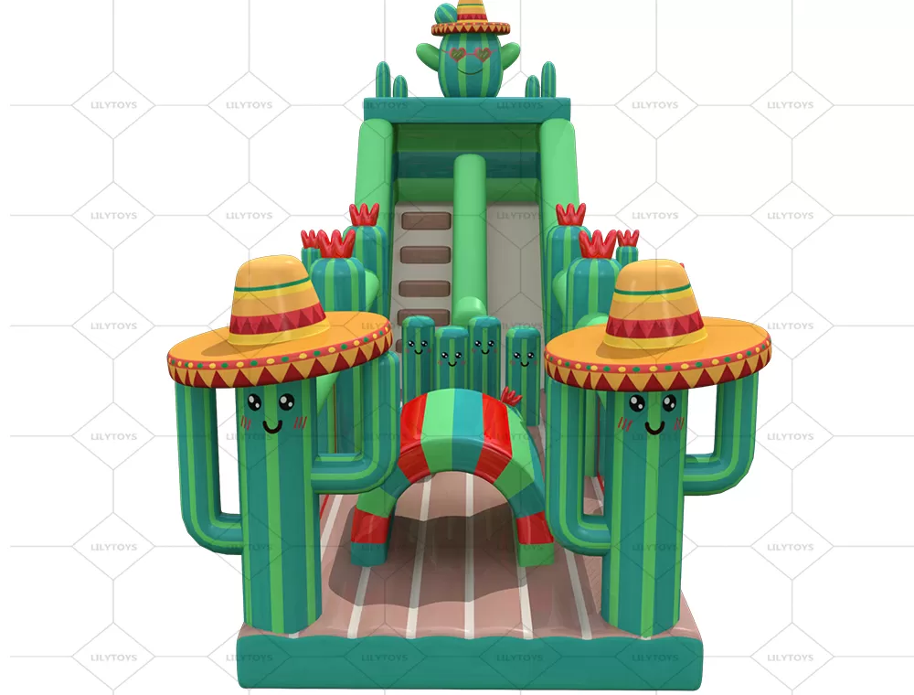 cactus inflatable obstacle course with slide