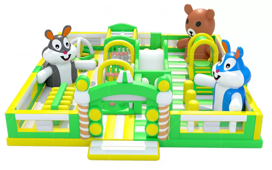 green animial inflatable playground funcity