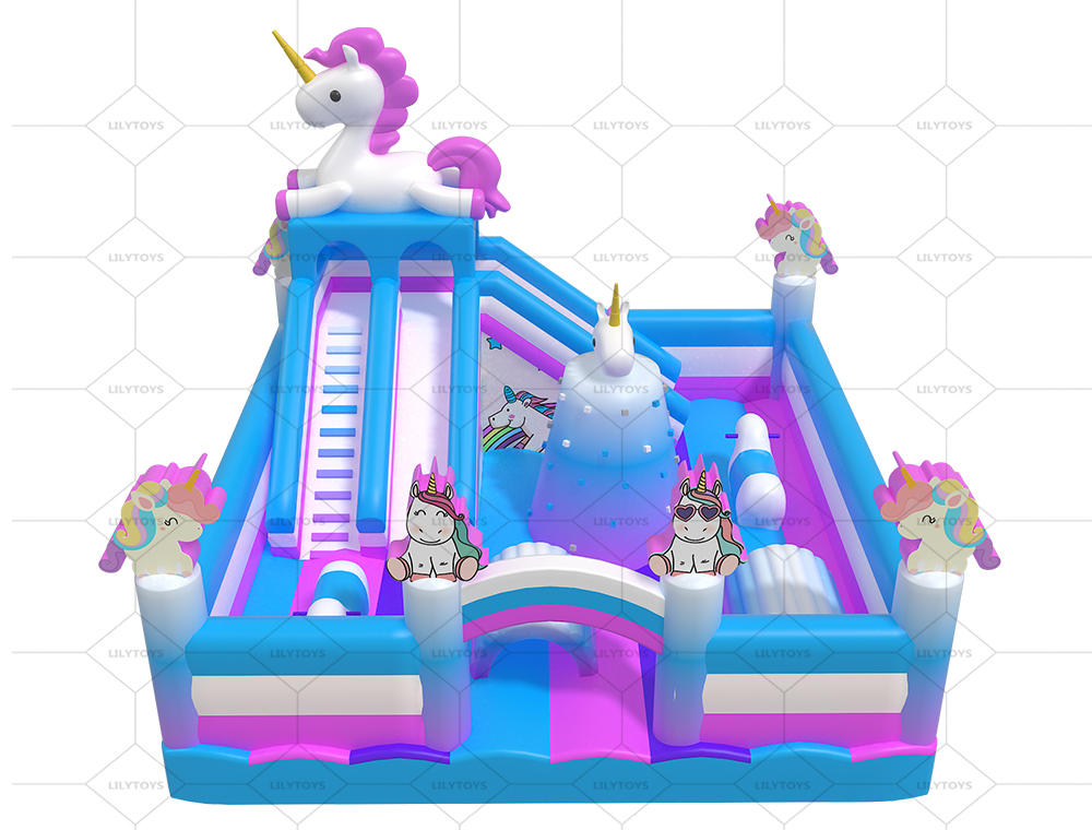 unicorn inflatable combo bounce with climbing