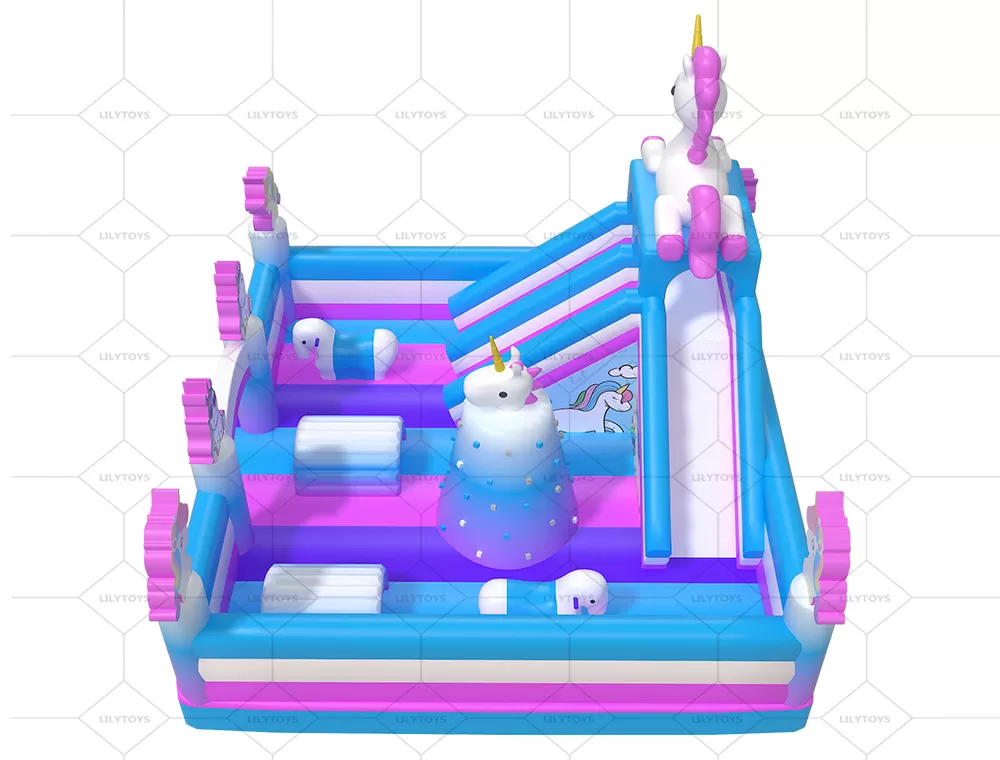 unicorn inflatable combo bounce with climbing