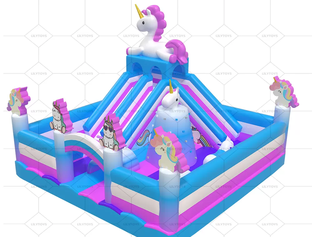 unicorn inflatable combo bounce with climbing