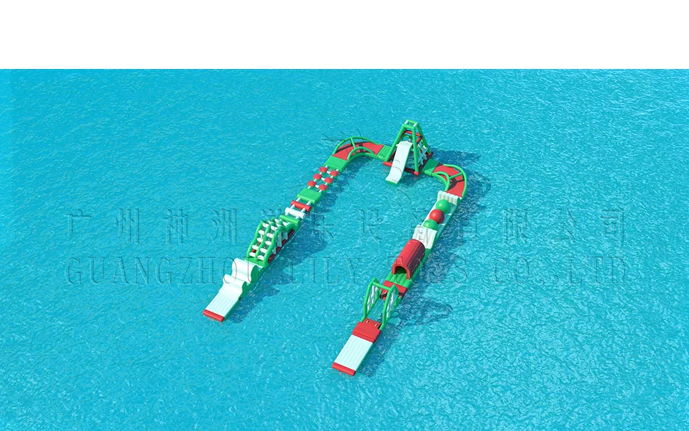 red green water park obstacle