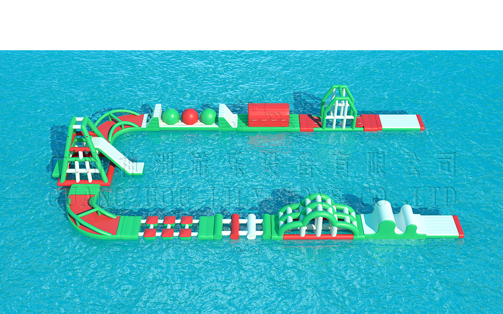 red green water park obstacle