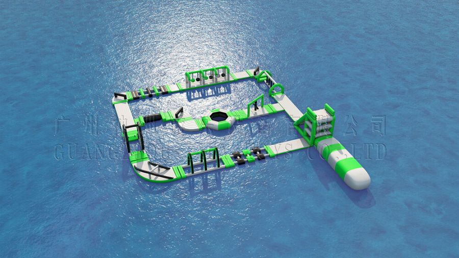 Green inflatable water park