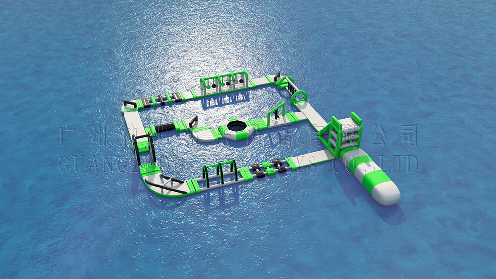 Green inflatable water park