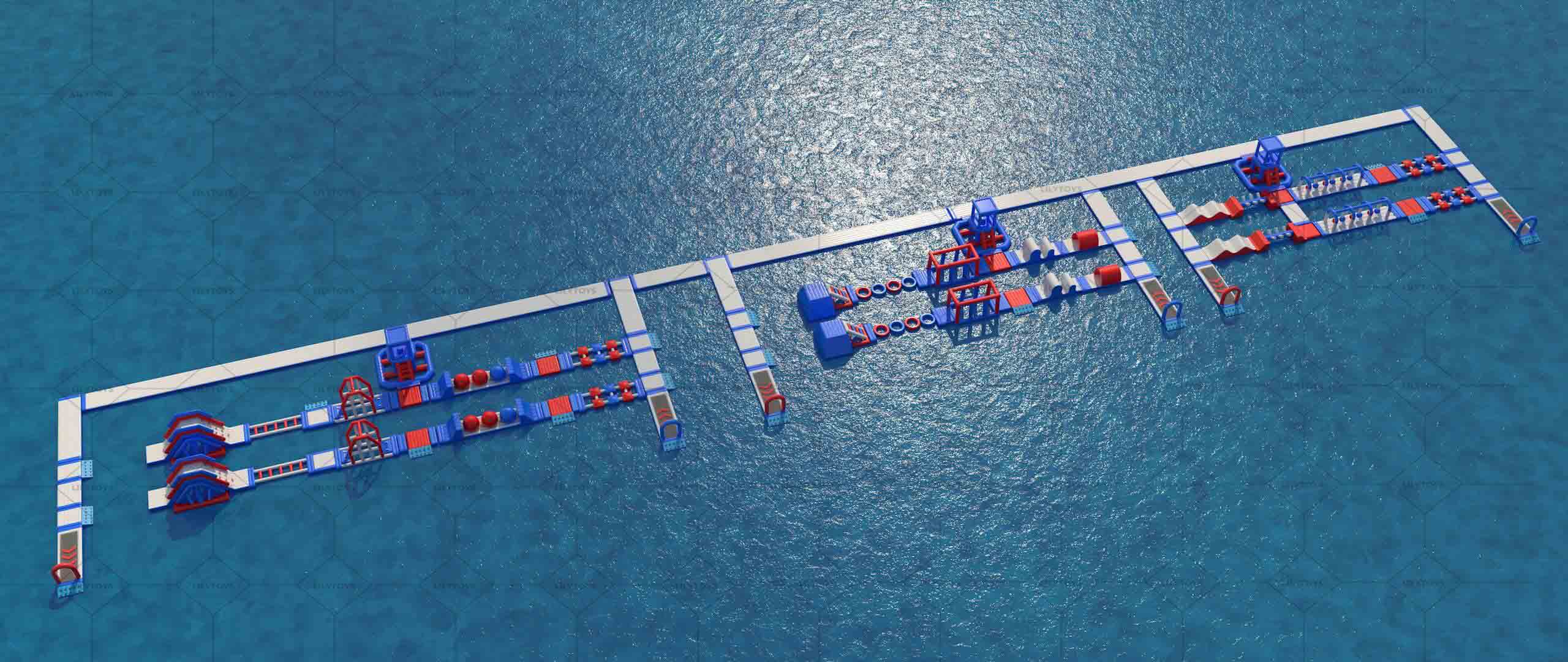 inflatable water park race double lanes