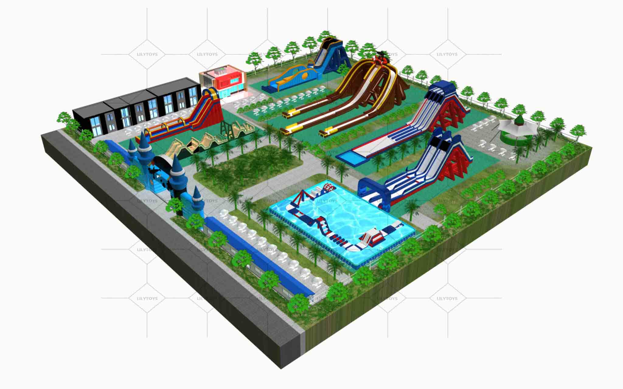 big slide with pool water park