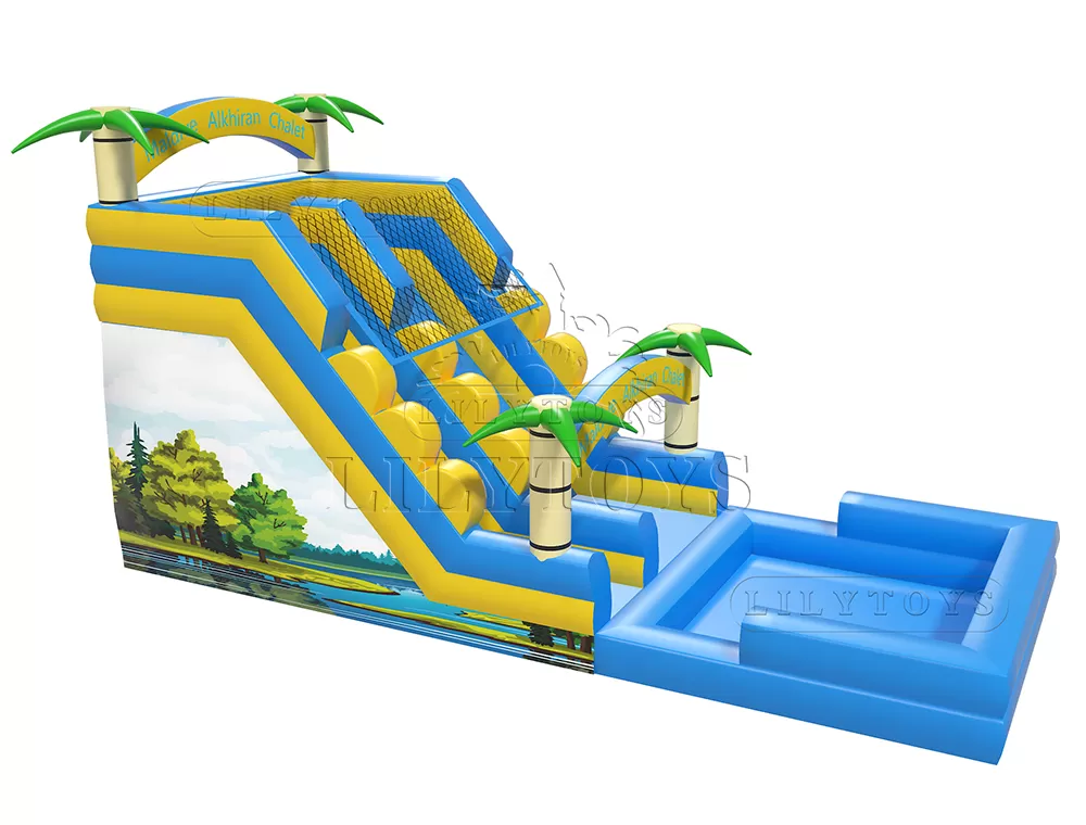 kids slide with palm tree