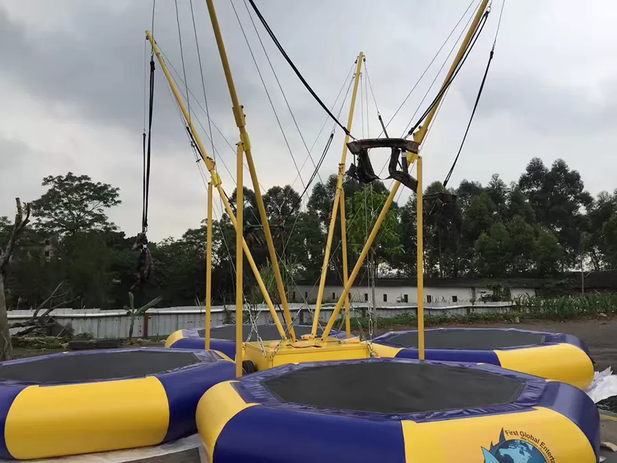 4 person jumping trampoline