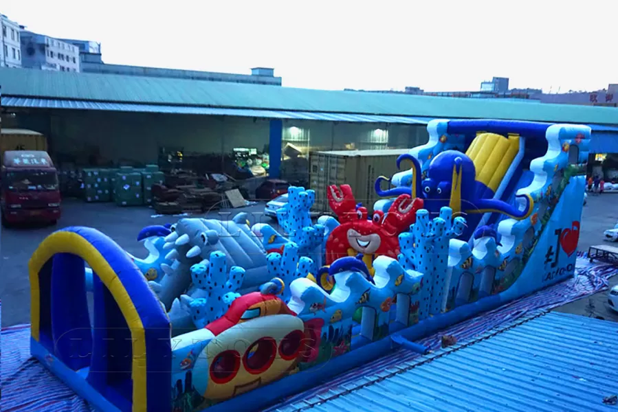 sea world inflatable obstacle course bounce castle for kids