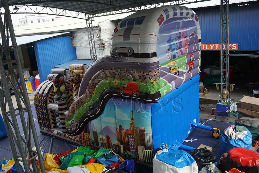 big city road inflatable slide