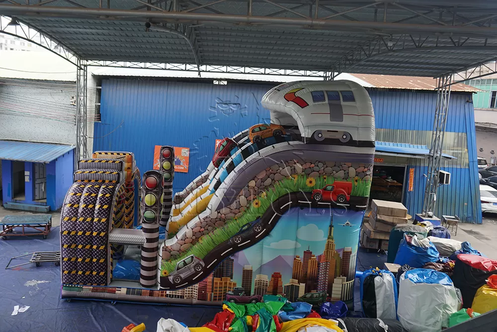 big city road inflatable slide