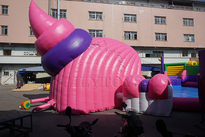 inflatable unicorn water park with pool for kids and adults