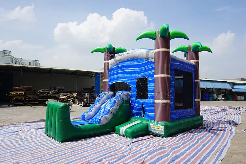 inflatable palm tree bounce castle with slide for USA