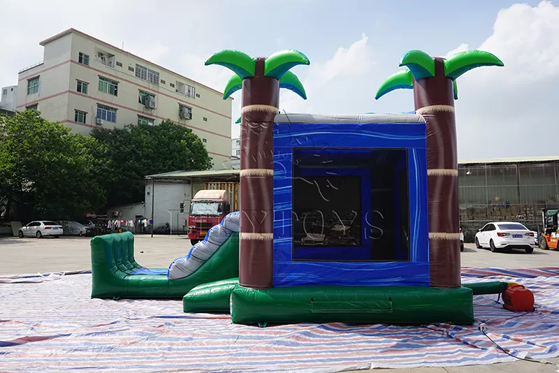 inflatable palm tree bounce castle with slide for USA