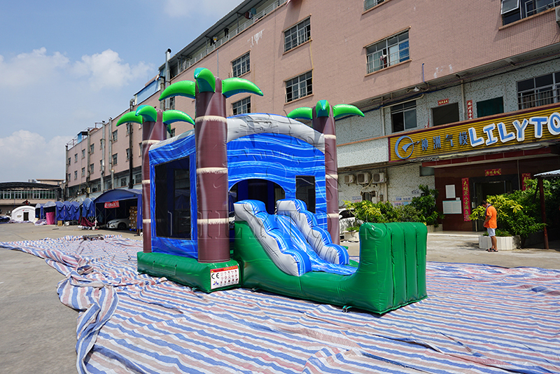 inflatable palm tree bounce castle with slide for USA