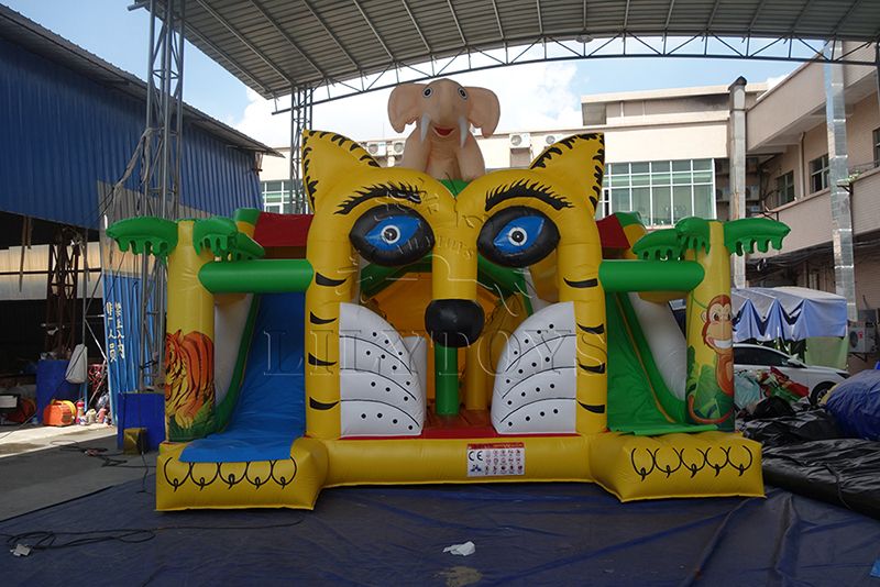 inflatable animal bounce with 2 slides