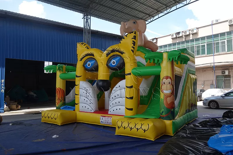 inflatable animal bounce with 2 slides