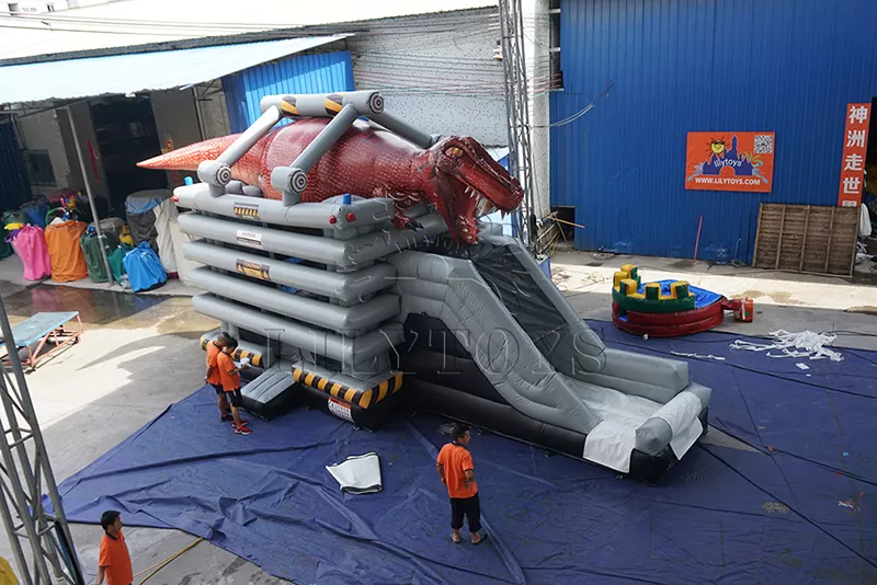 tyrannosaurus rex inflatable bounce with slide