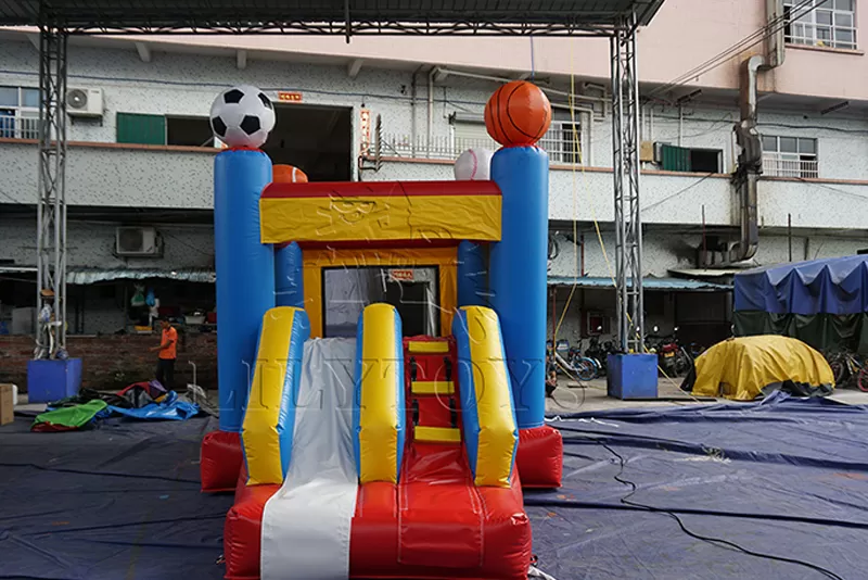 soccor inflatable bounce house with slide