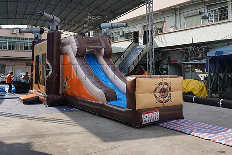 commercial pirate inflatable bouncy house with slide