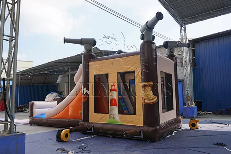 commercial pirate inflatable bouncy house with slide